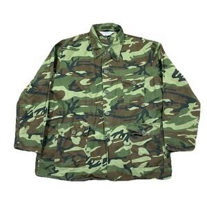 Vintage Seaway Camo Jacket Mens XL Long Sleeve Button Up Pockets Hunting Camping